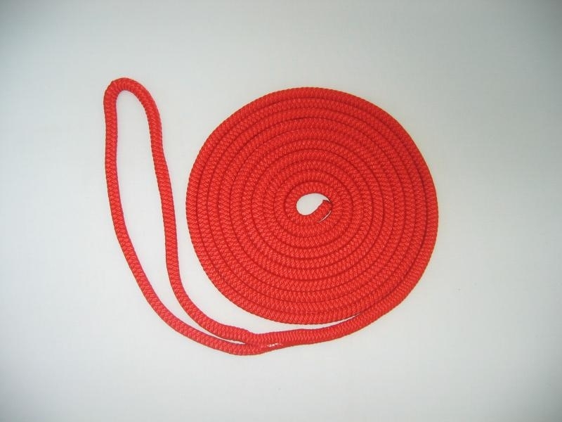 3/4" X 50' NYLON DOUBLE BRAID DOCK LINE - RED - Click Image to Close